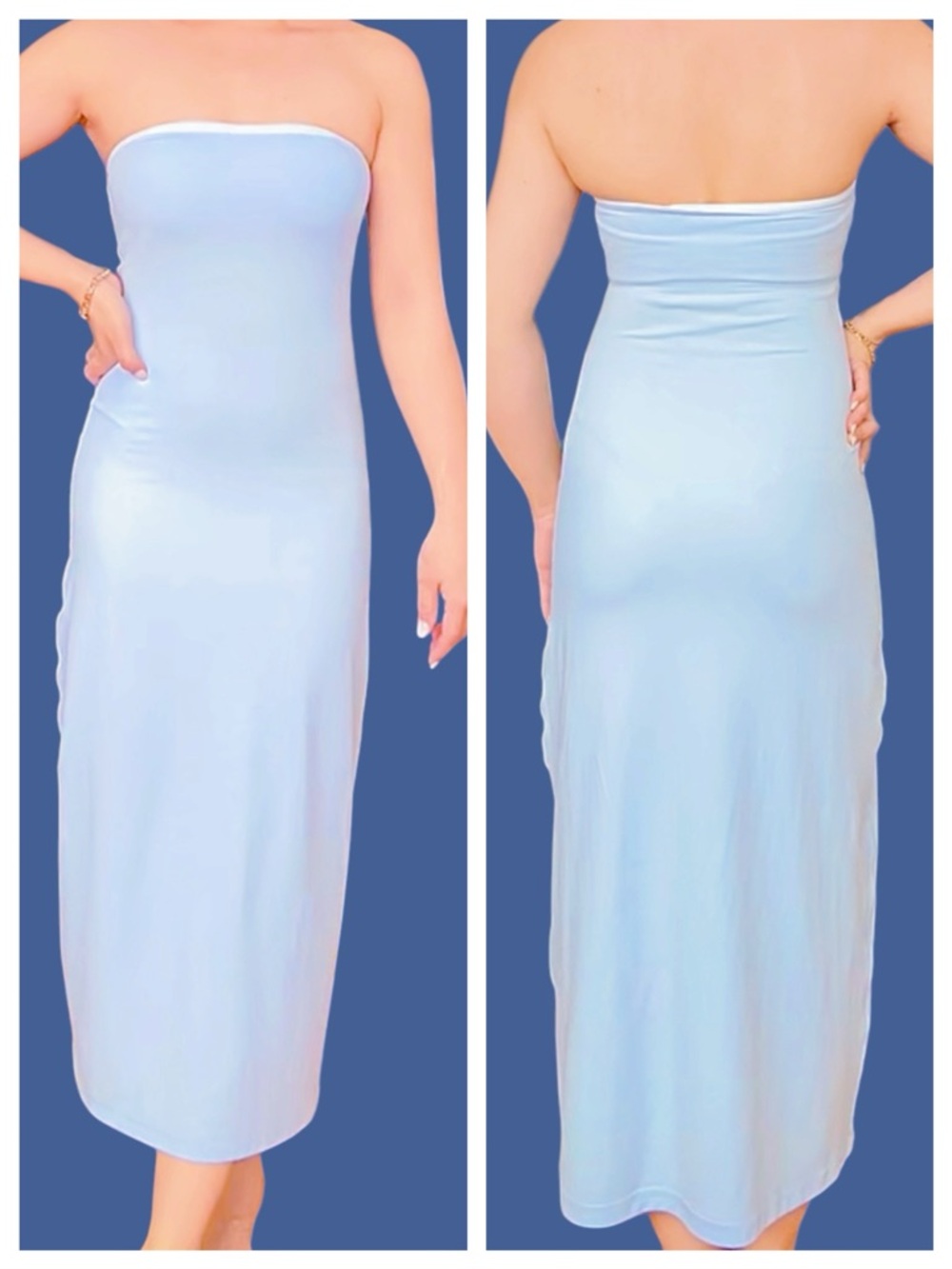 OFFLINE by Aerie Light Blue Strapless Bodycon Midi Dress size S